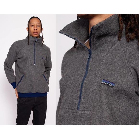 80s Patagonia‎ Fleece Half Zip Sweatshirt - Men's Medium - Picture 1 of 9